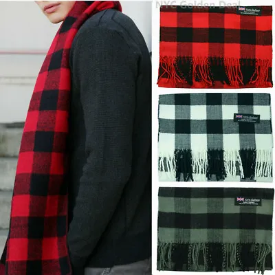 For Mens 100% CASHMERE Scarf Buffalo Square Check Plaid Tartan Made In SCOTLAND • $7.99