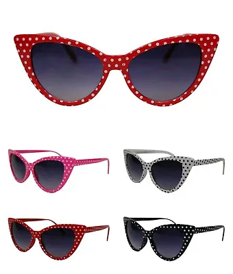 Retro Women's Fashion  Vintage Style Polka Dot Cat Eye Sunglasses  50s/60s  UK • £5.85
