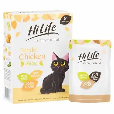 £11.75 • Buy HiLife Wet Cat Food It's Only Natural Kitten Tender Chicken Pack 8 X 70g