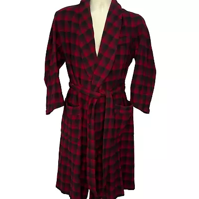 Vintage 70s Pendleton Wool Robe Belt Size S Red Black Buffalo Plaid Classic • $69.95