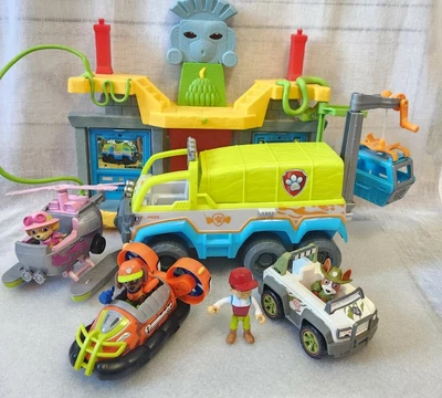 $65 • Buy Paw Patrol Jungle Rescue Lot: Tracker, Ryder, Zuma, Monkey Temple 