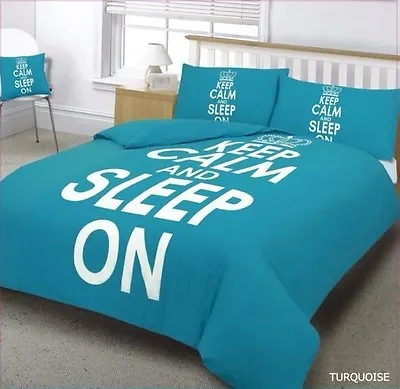 Teal Keep Calm & Sleep On Duvet Bedding Set In Single Double King Super King • £17.90