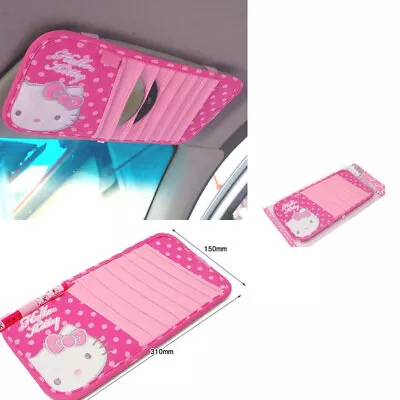 New Sanrio Hello Kitty Pink Bow Mesh CD / DVD Sun Visor Holder Organizer • $16.51