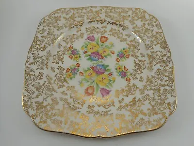 H & K Tunstall Made In England Hand Painted Vintage Cake Plate • $42