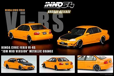 Honda Civic Ferio Vi RS Jdm Med Version With Wheels And Decals  - Inno64 • $37.88