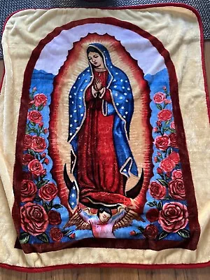 Fleece Blanket;  Our Lady Of Guadalupe Image Mexico Mexican Throw • £13.49