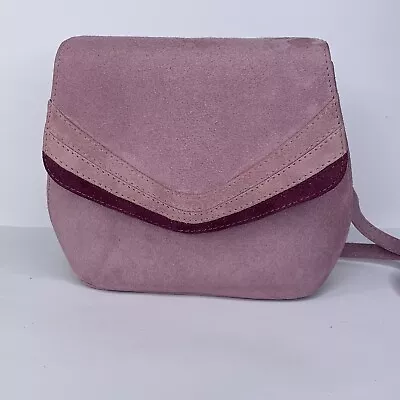 Jacques Vert Lilac Shoulder Bag Suede Small Retro Bohemian Purse • £24.99