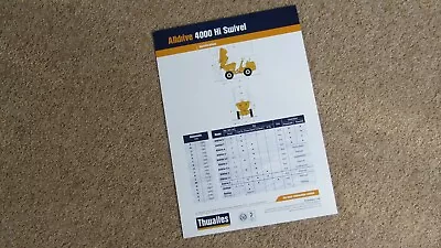 THWAITES ALLDRIVE 4000 Hi SWIVEL DUMPER BROCHURE Circa 05/2001 • £2.99