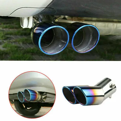 Car Tail Rear Dual Exhaust Pipe Muffler Tips Throat Tailpipe Kit Car Accessories • $29.69
