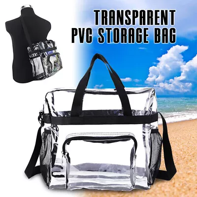 Women Girls Clear Plastic Tote Bag Transparent Handbag Zip Purse Security Bag • $25.70