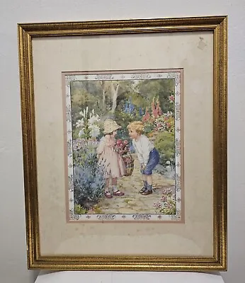 Margaret W. Tarrant Framed Print Girl And Boy In Garden 22  X 18  • £85.51