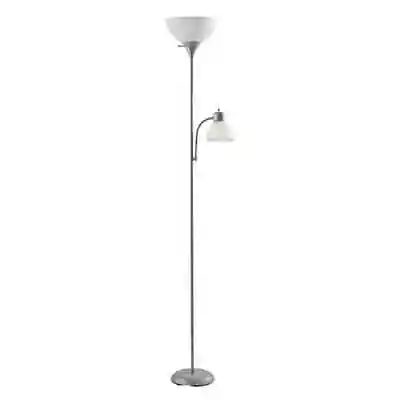 Mainstays 72'' Combo Floor Lamp & Reading Lamp Silver Plastic Modern For Hom • $13.98
