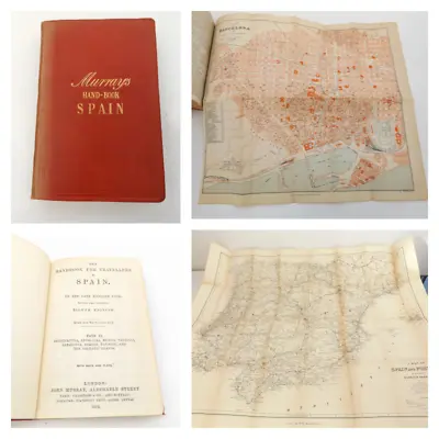 1892 Murray's HANDBOOK For Travellers In SPAIN 8th Ed. Part 2 Only MAPS & Plans • $60.98