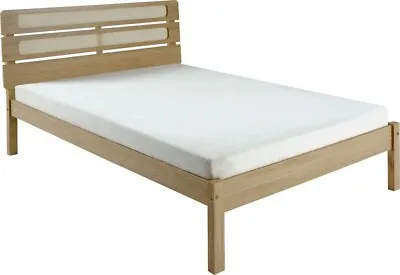 Santana 5ft Kingsize Bed Frame In Light Oak And Rattan Effect • £207.89