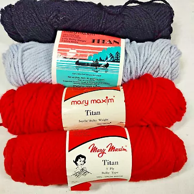 Vintage Lot Of 4 Mary Maxim Titan 3 Ply Yarn 3oz Skeins Acrylic 19255 Orange • $26.99