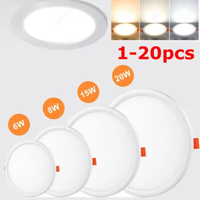 6W-20W LED Recessed Light Panel Ceiling Down Light Ultra Slim Round Flat Panel • £79.32