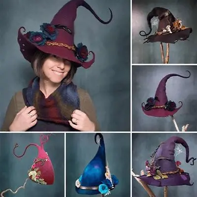 Wizard Witch Hat Halloween Fancy Dress Cosplay Party Costume Props Accessories • £8.99