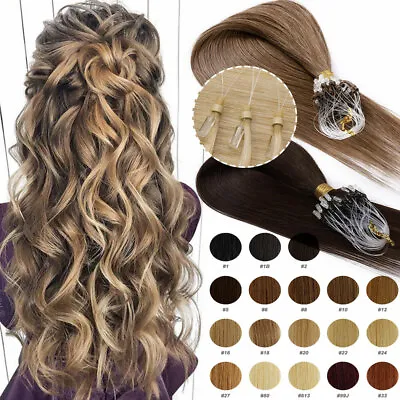 REAL THICK Micro Loop Ring Russian Remy Human Hair Extensions Nano Beads 1G UK • £33.02