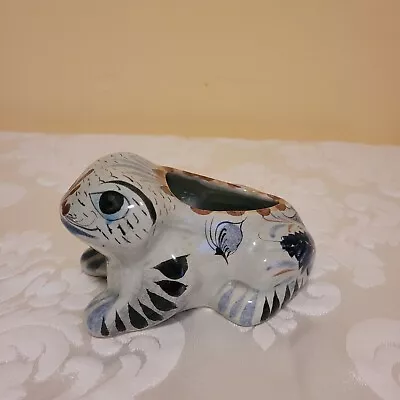 Vintage Hecho En Mexico Tonala Pottery Frog Candle Planter Folk Art  • $20