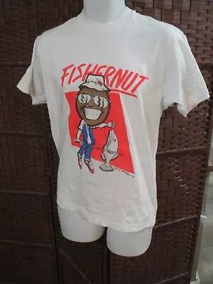 Vintage 90s Fishernut Graphic T Shirt Fishing Humor Funny Single Stitch Large • $14.54