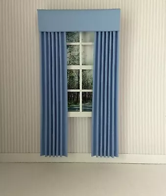 Candy Blue Dollhouse Curtains 1:12 Scale • $9.95