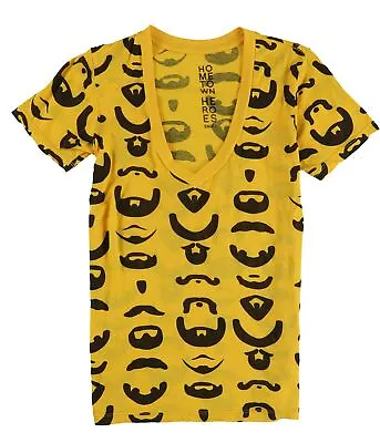 Hometown Heroes Womens Mustache Pattern Graphic T-Shirt Orange Small • $16.81