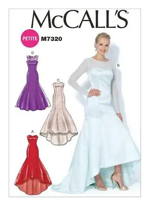 McCalls Sewing Patterns 7320 Misses Mermaid Hem Wedding Gown Dresses Size 6-14 • $11.03