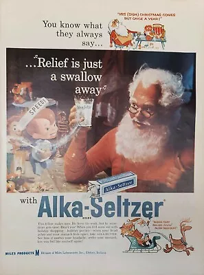 Vintage 1955 Alka Seltzer Print Ad Ephemera Wall Art Decor Speedy And Santa • $16.99