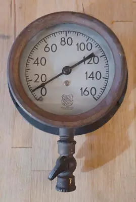 Vintage ASHCROFT AMERICAN Brass Rim Pressure Gauge 0-160 PSI Bridgeport CT • $95