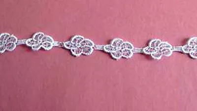 9yd Quit Venise Lace Flower Chain Crafts Doll Baby Ivory Trim  1015 • $9.95