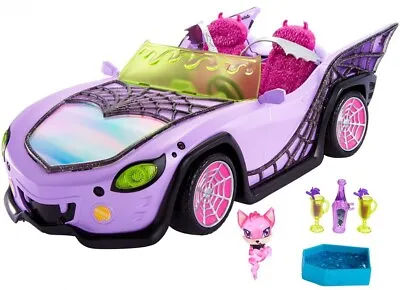 Monster High Toy Car Ghoul Mobile With Pet & Accessories Purple Convertible • $40