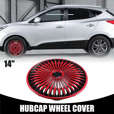 1Pc Fits 14  Universal Auto Hubcap Wheel Cover Tire Rim Cap Cover Red Black • $110.09