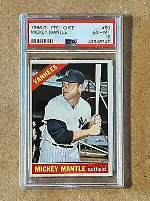 1966 Topps O-Pee-Chee OPC 50 Mickey Mantle PSA 6 EX MINT Very RARE • $1898