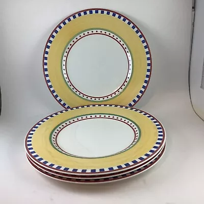 Villeroy & Boch Twist BEA 4 Dinner Plates Fine Bone China HTF Bright 1213 • $84.99