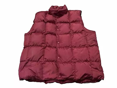 VTG LL Bean Goose Down Filled Red Puffer Vest Men XL Snap Closure Pockets • $35