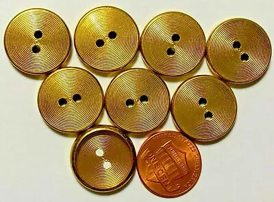 8 Brass Tone Hollow Back Metal Sew-through 2-hole Buttons 3/4  19mm 4728 • $5.99