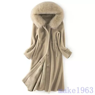 £158.08 • Buy Britsh Womens Real Sheepskin Lamb Fur Coat Hooded Shearling Jacket Parka Coat Sz