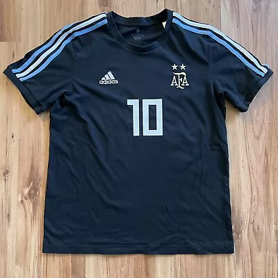 Adidas Argentina Mens DNA 3 Stripe T-Shirt MESSI #10 Size MED • $34.99