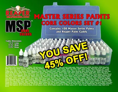 NEW Reaper Master Series Paint Set 09951 9001-9115 108 Basic Core Colors Sealed • $181.49