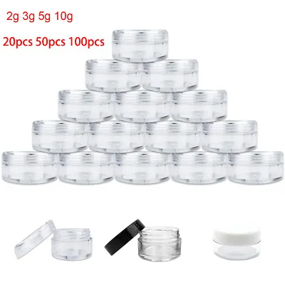 2g-10g Empty Clear Plastic Sample Travel Jar Container Round Cosmetic Makeup Pot • $6.99