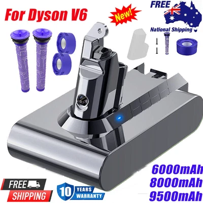 9500mAh Battery For Dyson V6 Animal DC58 DC59 DC62 SV03 SV05 SV06 SV09+Filter AU • $12.99