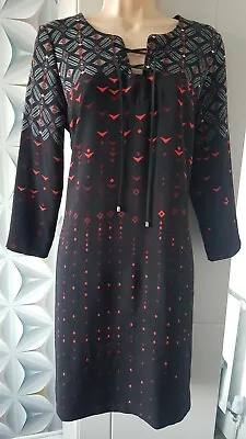 £4.99 • Buy Stylish MISS CAPTAIN Black & Red Tunic Dress Shift Dress SIZE 10 EU 38 VGC