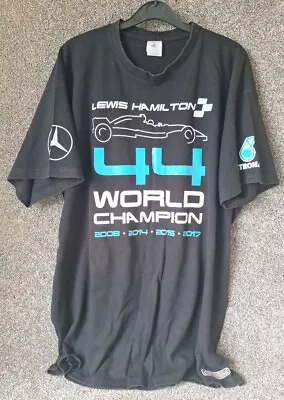 Lewis Hamilton Mercedes Petronas T Shirt World Champion Formula 1 Black 44 XXL • £25