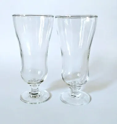 Mixed Set Of 2 Vintage 8oz Footed Clear 6in Parfait Or Drinking Glasses  • $9.90