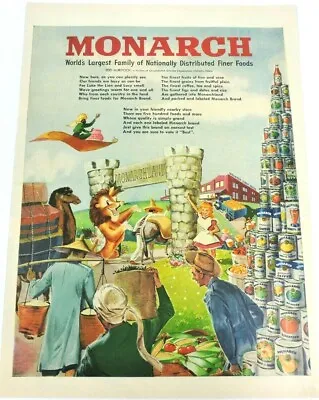 Monarch Foods Monarchland Vintage Ad Flying Carpet Camel Lion Luke Lucy Mascot • $11.33