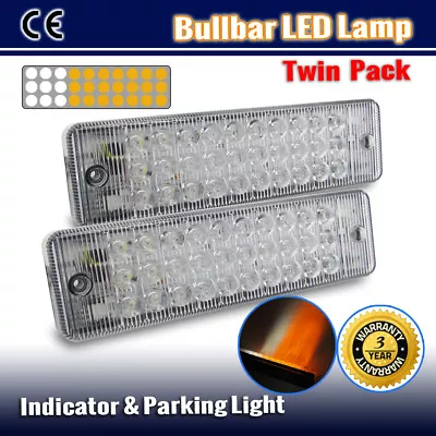 2 X Bullbar Front Parking Indicator Led Lights Amber White Park Lamp Arb • $139.95