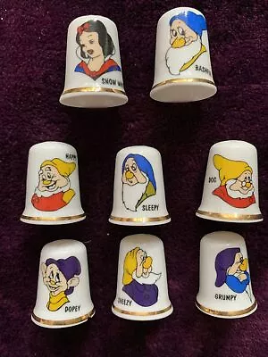 £9.99 • Buy Set Of 8 Disney’s Snow White And The Seven Dwarfs Fine Bone China Thimbles (J)