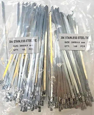 Job Lot Of 500 4.6mmx 200mm A2 STAINLESS STEEL Cable Zip Ties (5 Packs Of 100) • £20