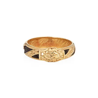 Antique Victorian Hair Ring 18k Yellow Gold Sz 10 Band Vintage Mourning Jewelry  • $985
