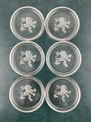 $55 • Buy Set Of 6 Val St. Lambert Crystal Lion Coasters VERY GOOD